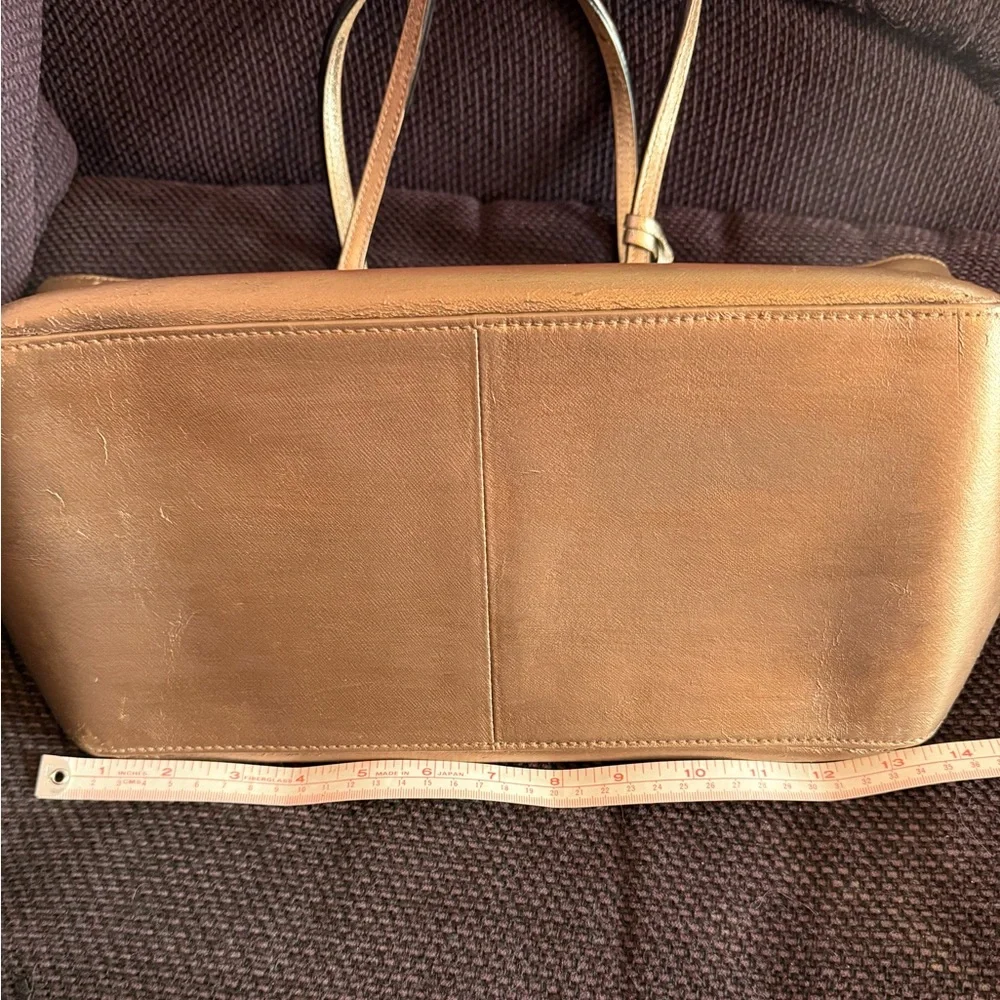 henri bendel Metallic Brown Leather Briefcase Tote